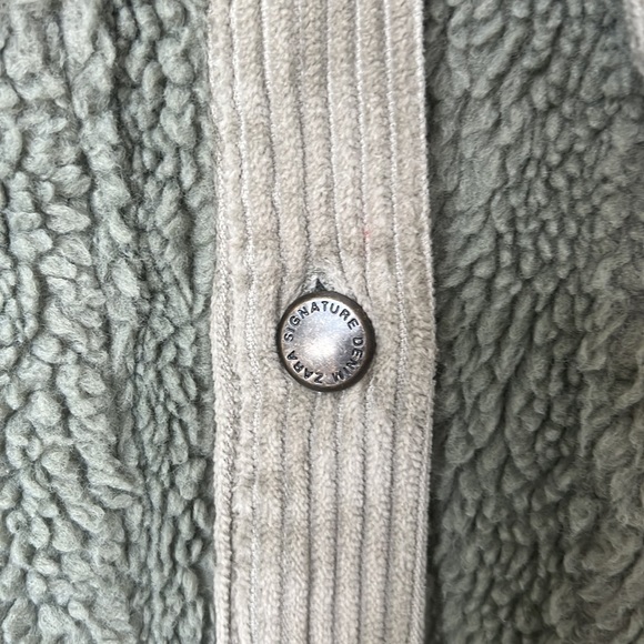 Zara Green Sherpa with corduroy details Jacket with Pockets -XS OVERSIZED BOXY - Picture 7 of 7